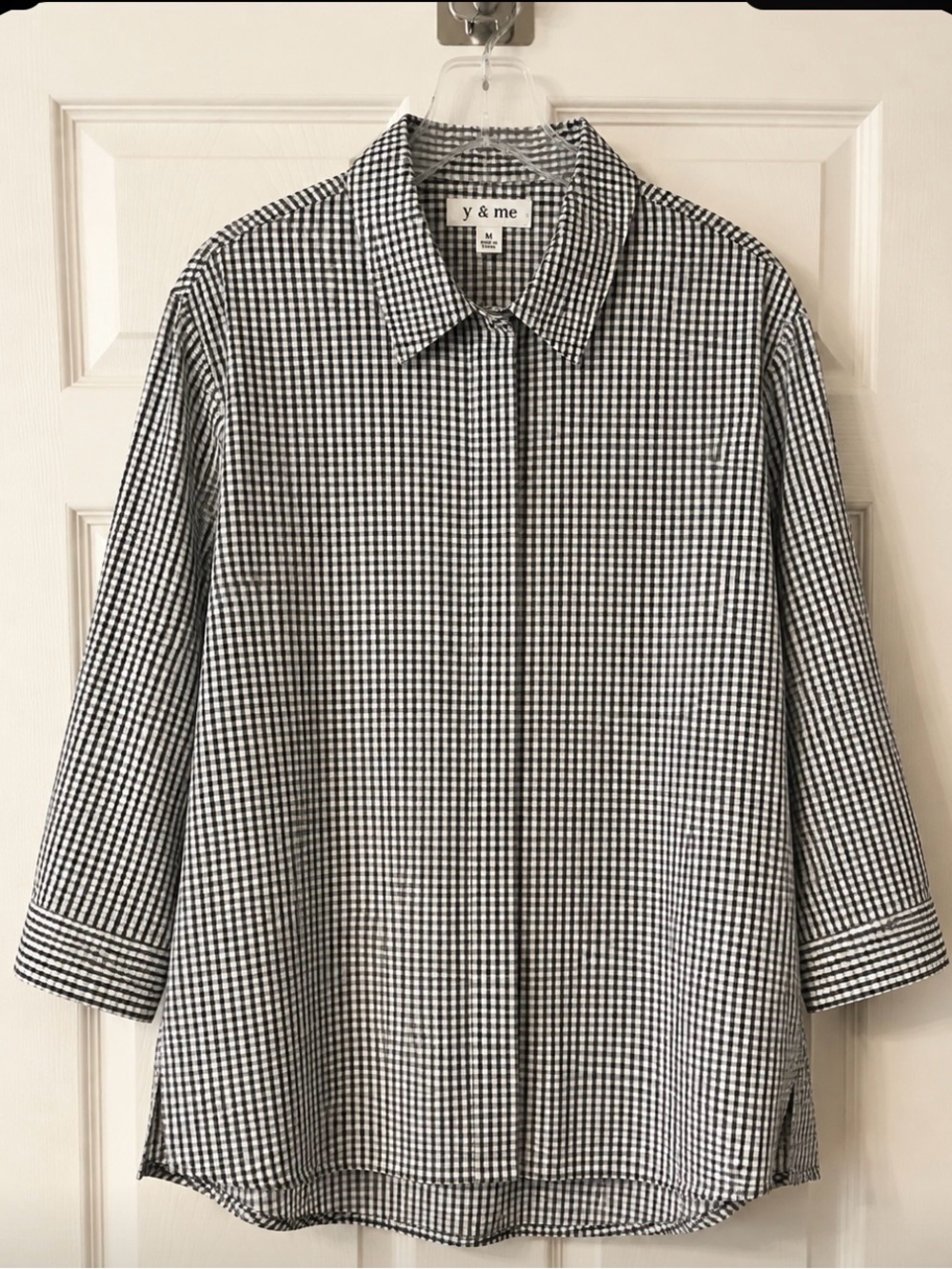 Tyler Boe Black and White Gingham Snap-Up Shirt
